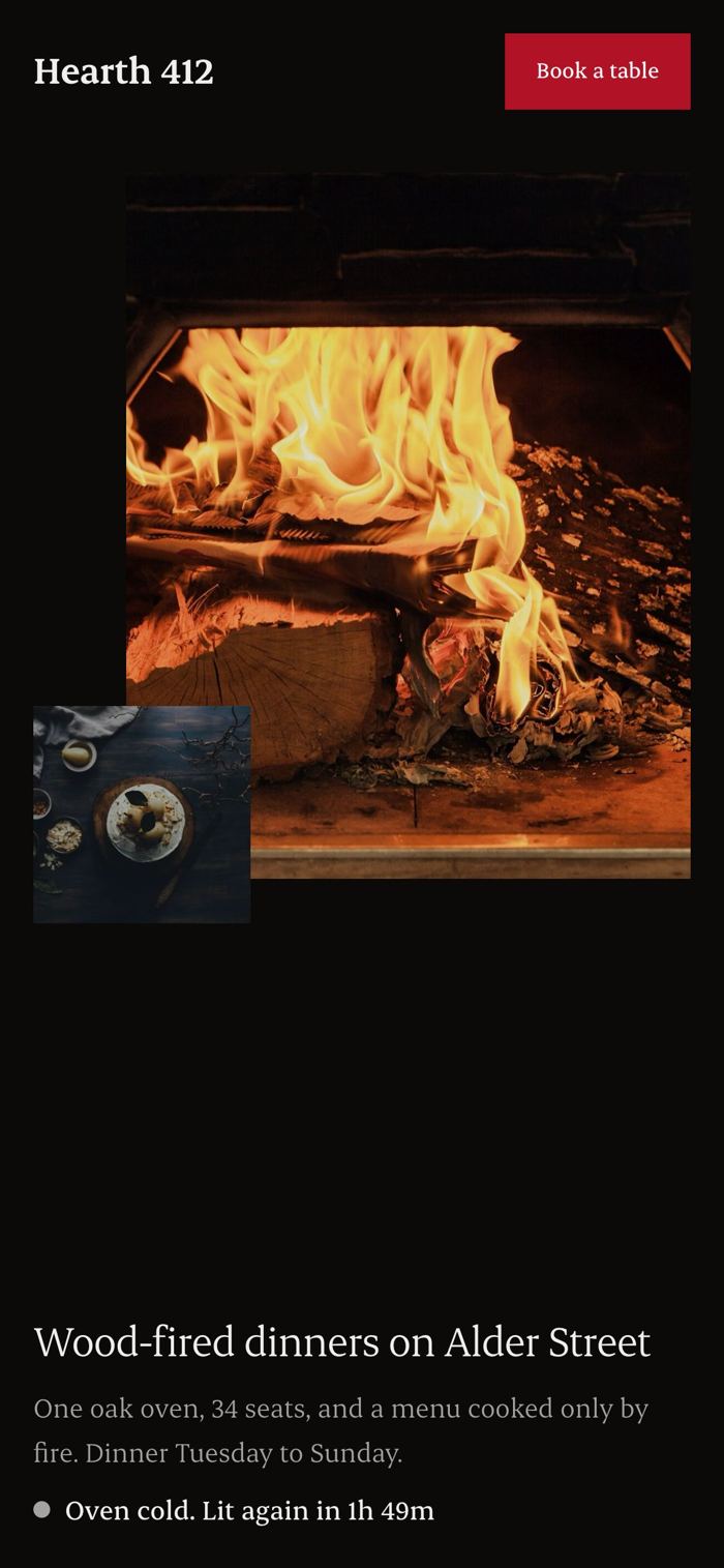 Hearth 412 homepage on a phone