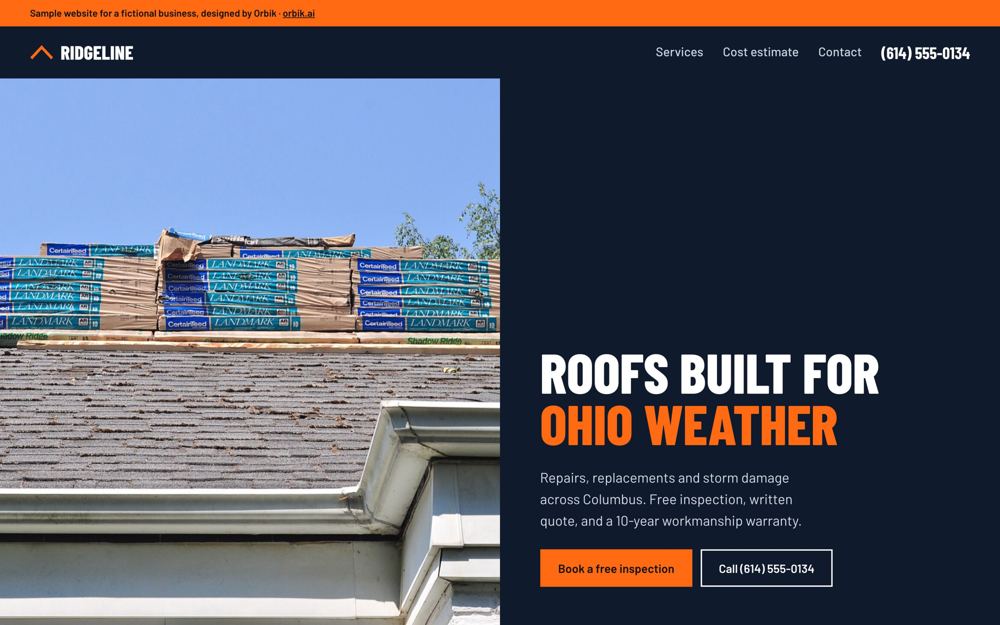 Ridgeline Roof Works sample site