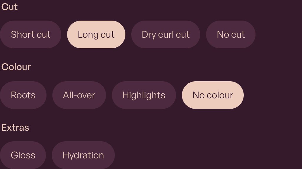 Online booking picker on a sample barber site