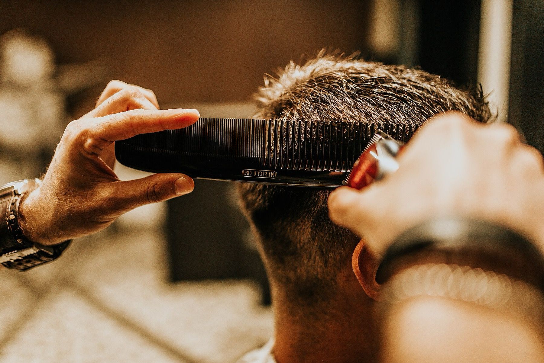Close-up of comb and clippers